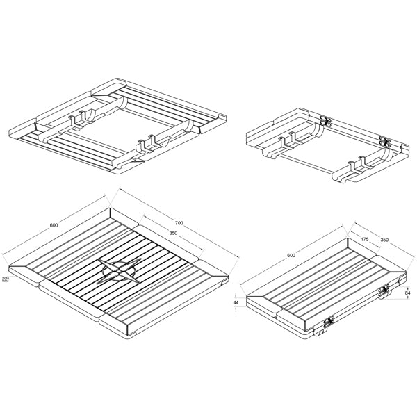 Teakbordsskivor fällbart 60x70/35 cm