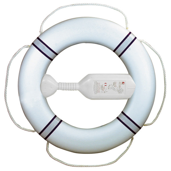 Livboj FP380 vit med marinblå reflexband