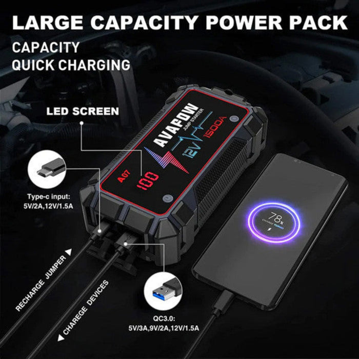 Avapow Jumpstarter A9 peak 1500Amp 12V