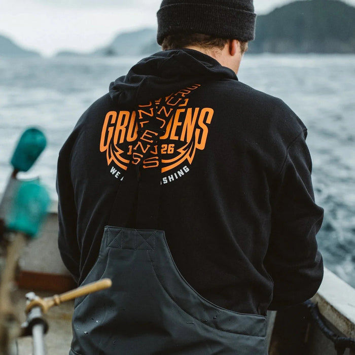 Grundens Displacement DWR Hoodie Logo Anchor Black