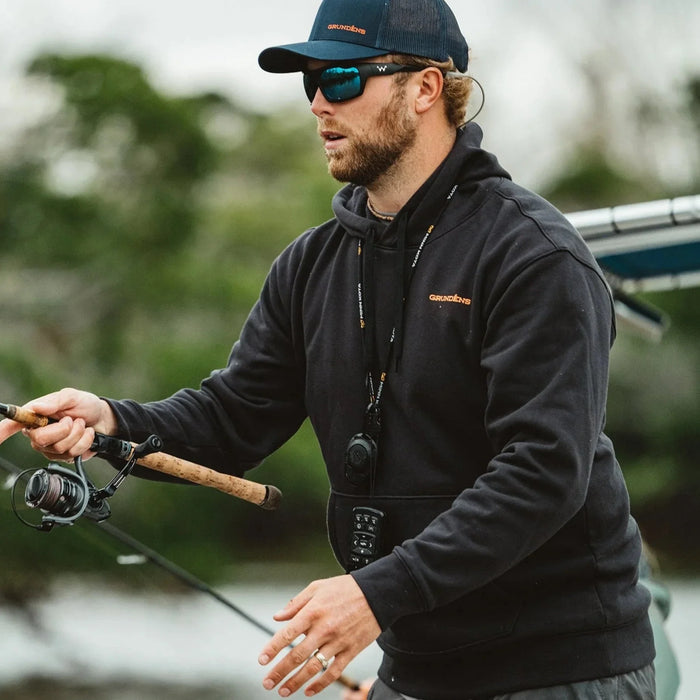 Grundens Displacement DWR Hoodie Logo Anchor Black