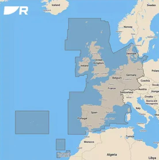 Raymarine Lighthouse sjökort över Västra Europa förladdat