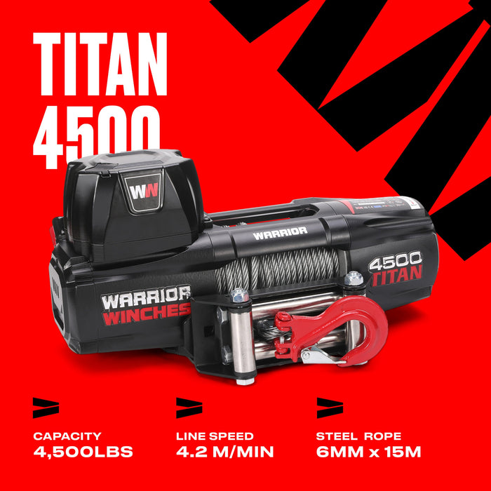 Warrior Winches Titan 4500lb Vinsch 24V - Stålvajer