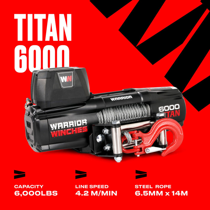 Warrior Winches Titan 6000lb Vinsch 12V - Stålvajer