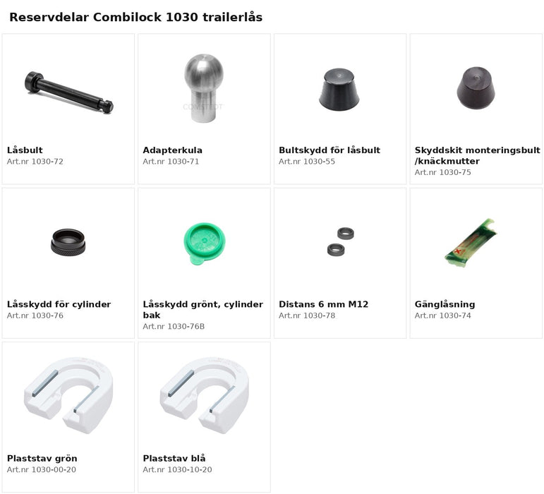 Combilock 1030 reservdelar för trailerlås
