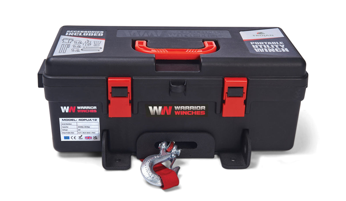 Warrior Winches Trojan 4000 Portabel Vinsch - Stålvajer 12V