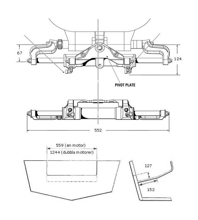 Måttskiss SeaStar Pro cylinder HC6345-3
